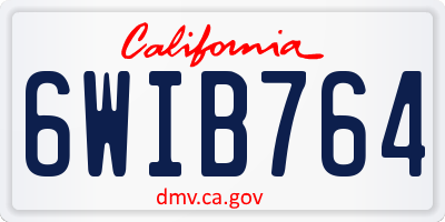 CA license plate 6WIB764