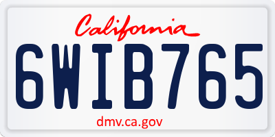 CA license plate 6WIB765
