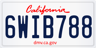 CA license plate 6WIB788