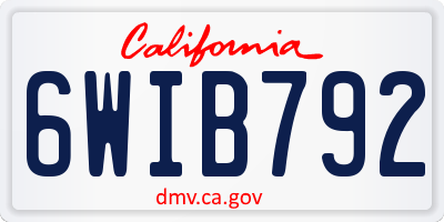 CA license plate 6WIB792