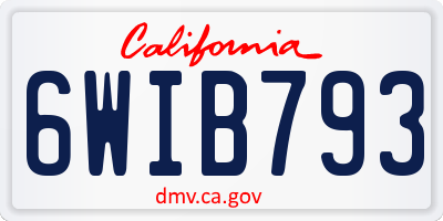 CA license plate 6WIB793