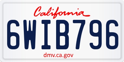 CA license plate 6WIB796