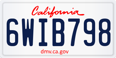 CA license plate 6WIB798