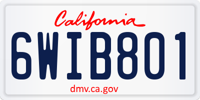 CA license plate 6WIB801