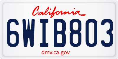 CA license plate 6WIB803