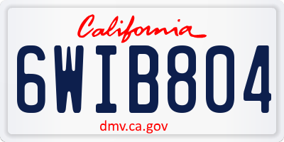 CA license plate 6WIB804