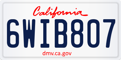CA license plate 6WIB807