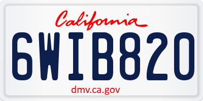 CA license plate 6WIB820