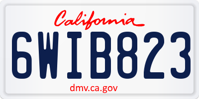 CA license plate 6WIB823