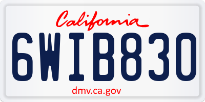 CA license plate 6WIB830