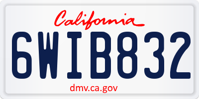 CA license plate 6WIB832