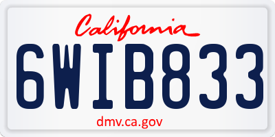 CA license plate 6WIB833