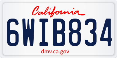 CA license plate 6WIB834