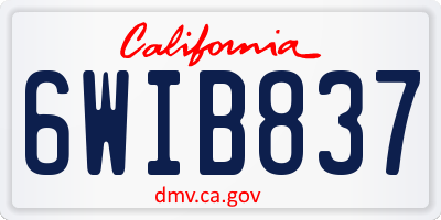CA license plate 6WIB837