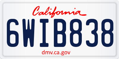 CA license plate 6WIB838
