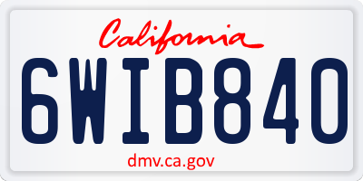 CA license plate 6WIB840