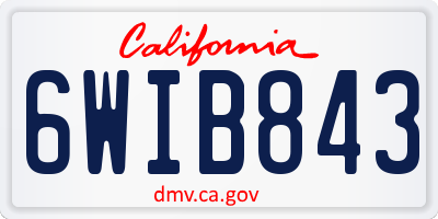 CA license plate 6WIB843