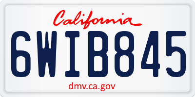 CA license plate 6WIB845