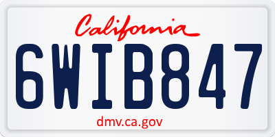CA license plate 6WIB847