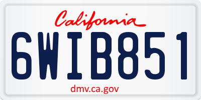 CA license plate 6WIB851