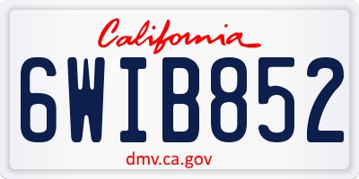 CA license plate 6WIB852