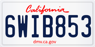 CA license plate 6WIB853