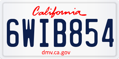 CA license plate 6WIB854