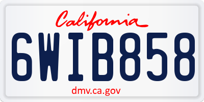 CA license plate 6WIB858