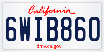 CA license plate 6WIB860