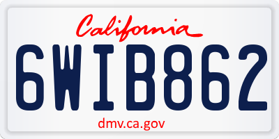 CA license plate 6WIB862