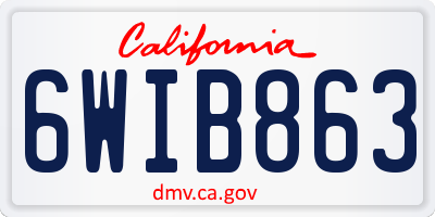 CA license plate 6WIB863