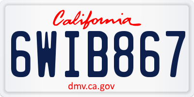CA license plate 6WIB867