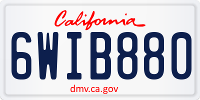 CA license plate 6WIB880