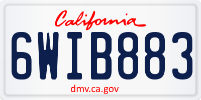 CA license plate 6WIB883