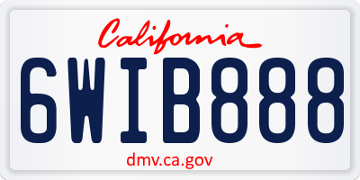 CA license plate 6WIB888