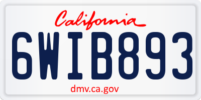 CA license plate 6WIB893