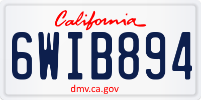 CA license plate 6WIB894