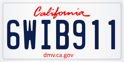 CA license plate 6WIB911