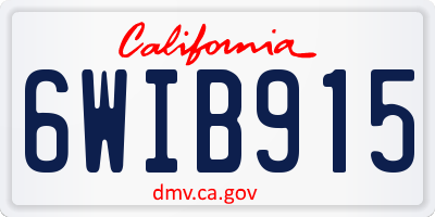 CA license plate 6WIB915