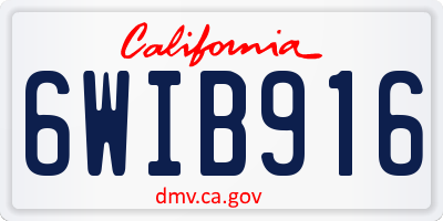 CA license plate 6WIB916