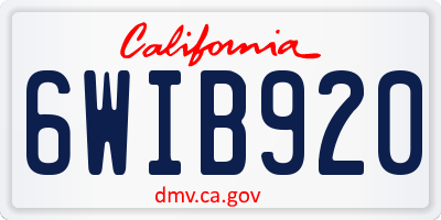 CA license plate 6WIB920