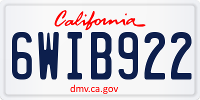 CA license plate 6WIB922