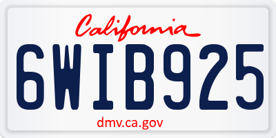 CA license plate 6WIB925