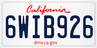 CA license plate 6WIB926