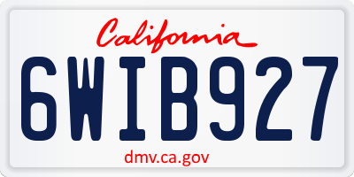 CA license plate 6WIB927