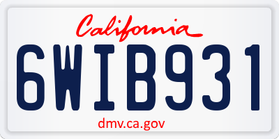 CA license plate 6WIB931