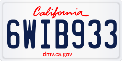 CA license plate 6WIB933
