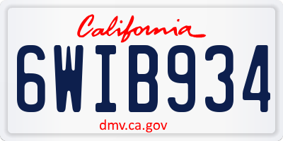 CA license plate 6WIB934