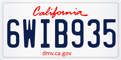 CA license plate 6WIB935