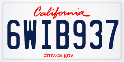 CA license plate 6WIB937